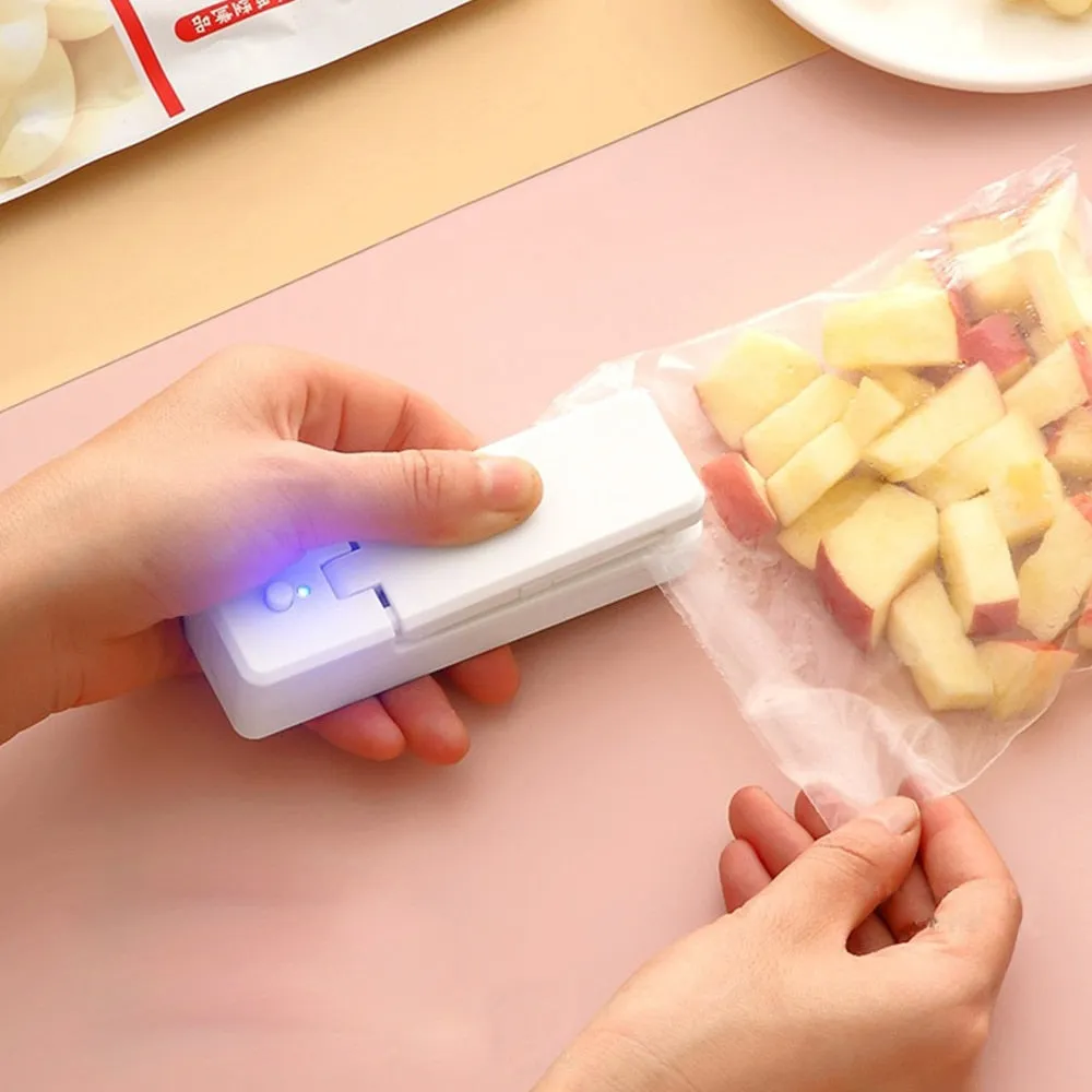 2 in 1 Mini Portable USB Rechargeable and Battery Powered Heat Sealers With Cutter Knife