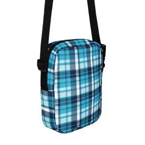 Aqua and Navy Blue Preppy Surfer Plaid Crossbody Bag