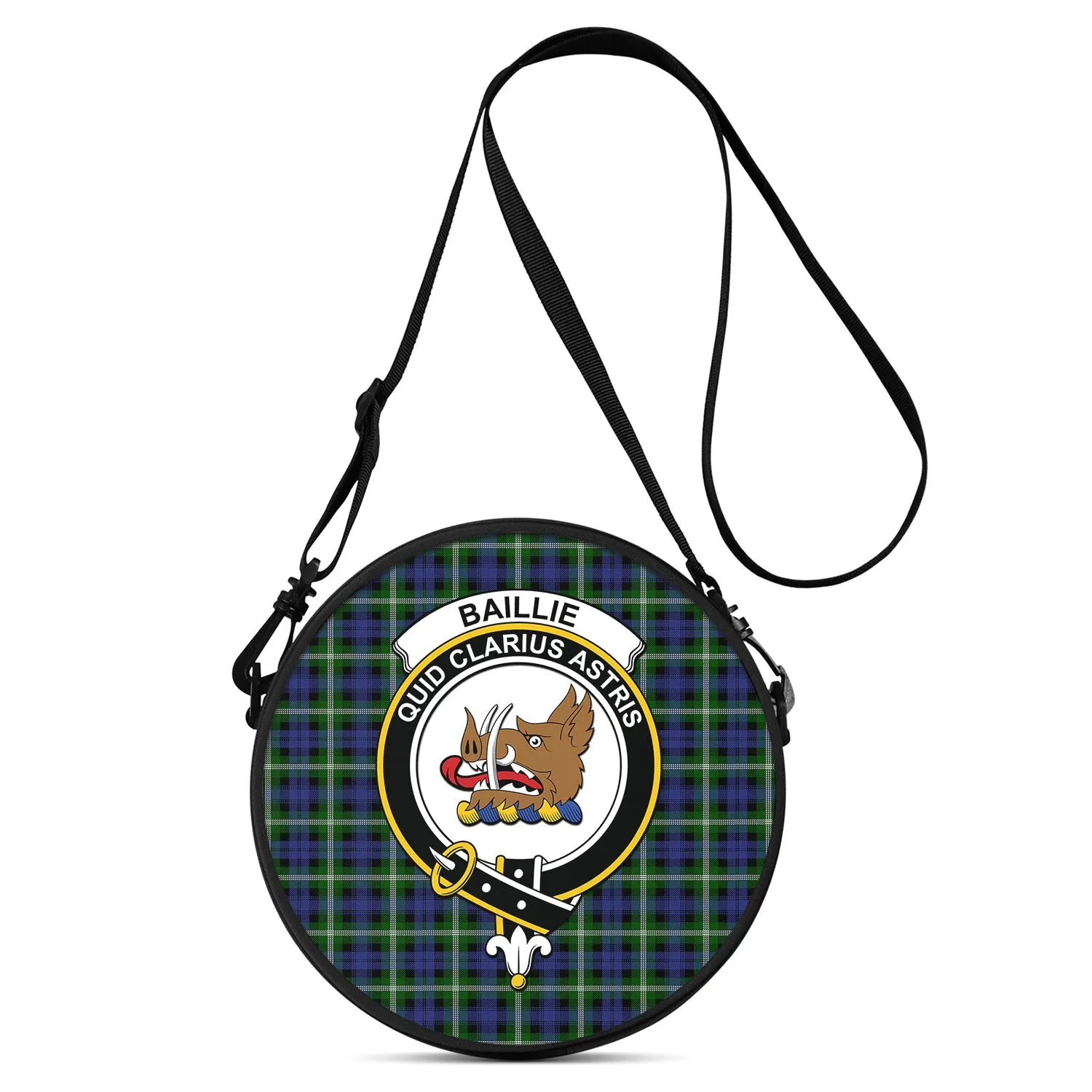 Baillie (Bailey) Tartan Round Satchel Bags with Family Crest