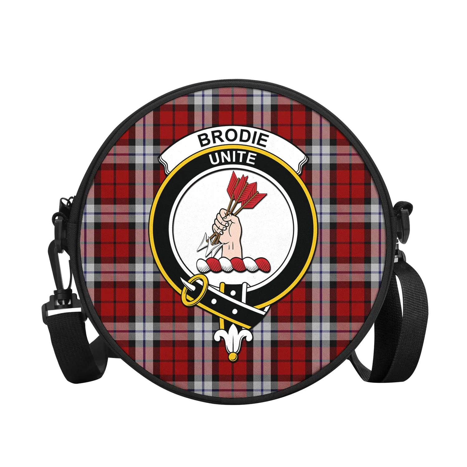 Brodie Dress Tartan Round Satchel Bags with Family Crest