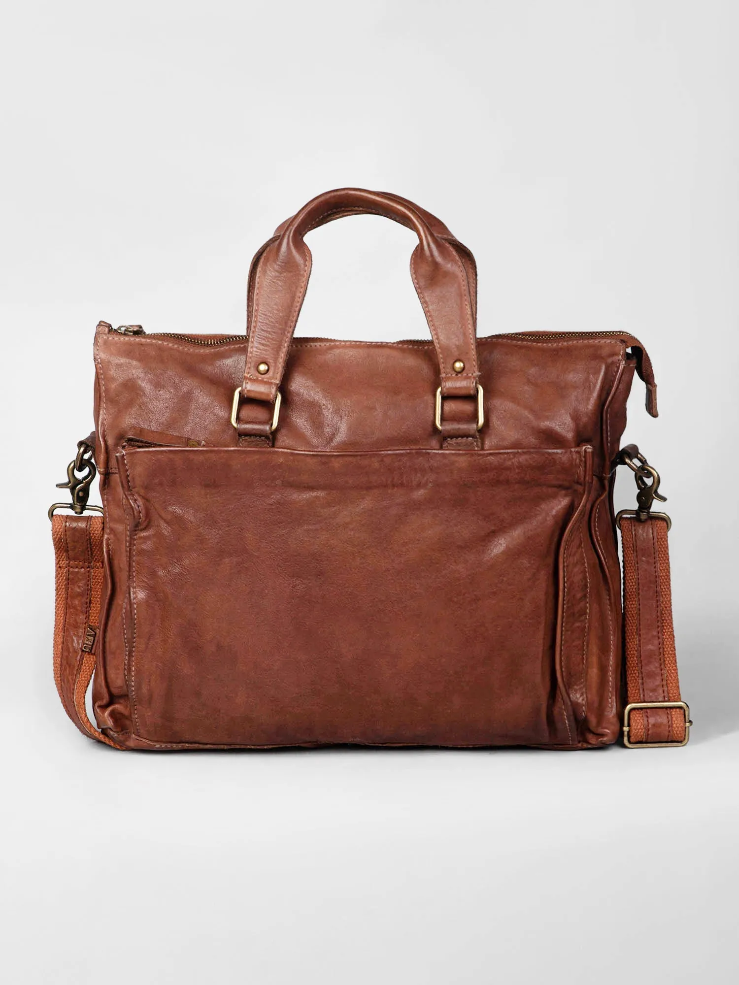 Brown Leather Laptop Bag By Art N Vintage