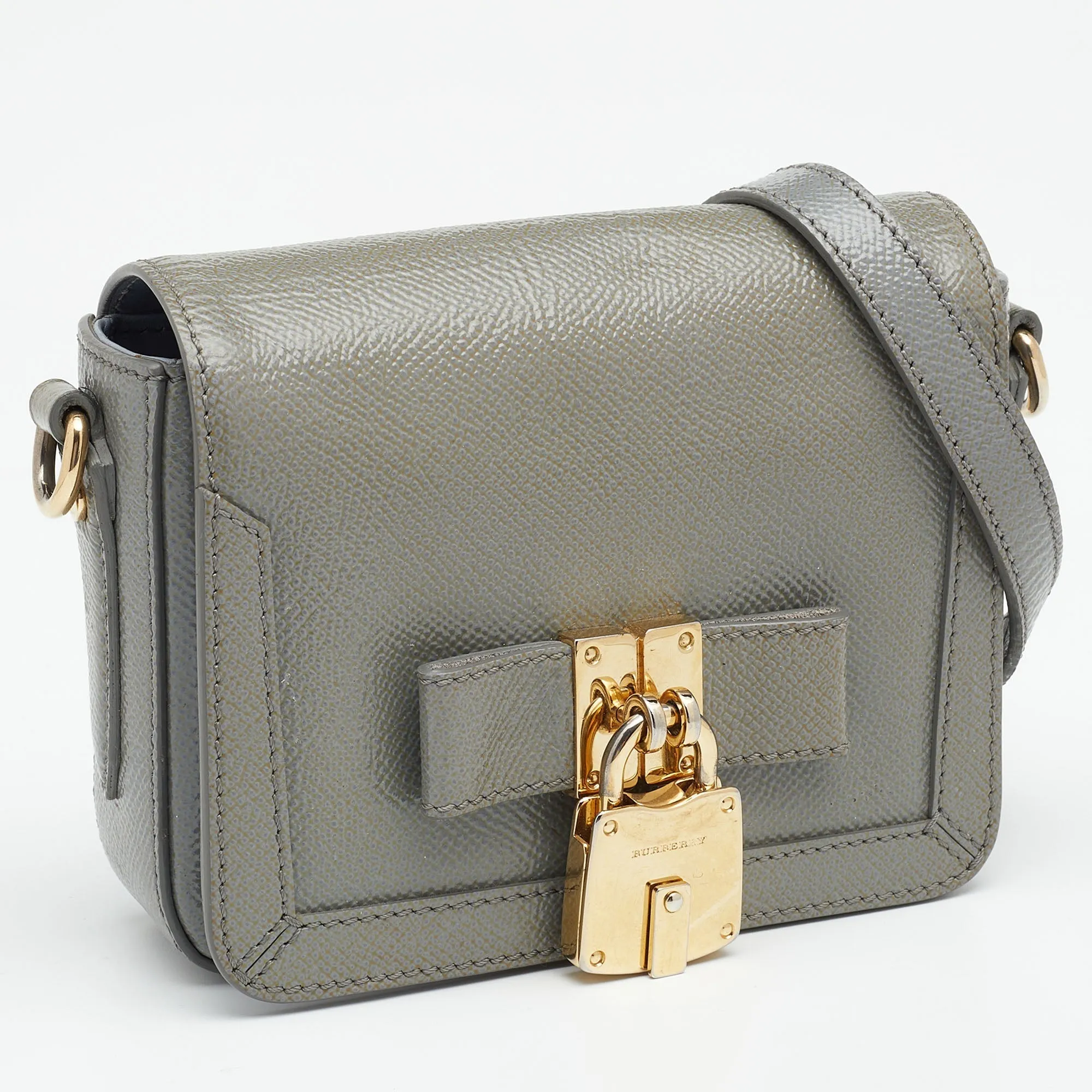 Burberry Grey Patent Leather Berkeley Crossbody Bag