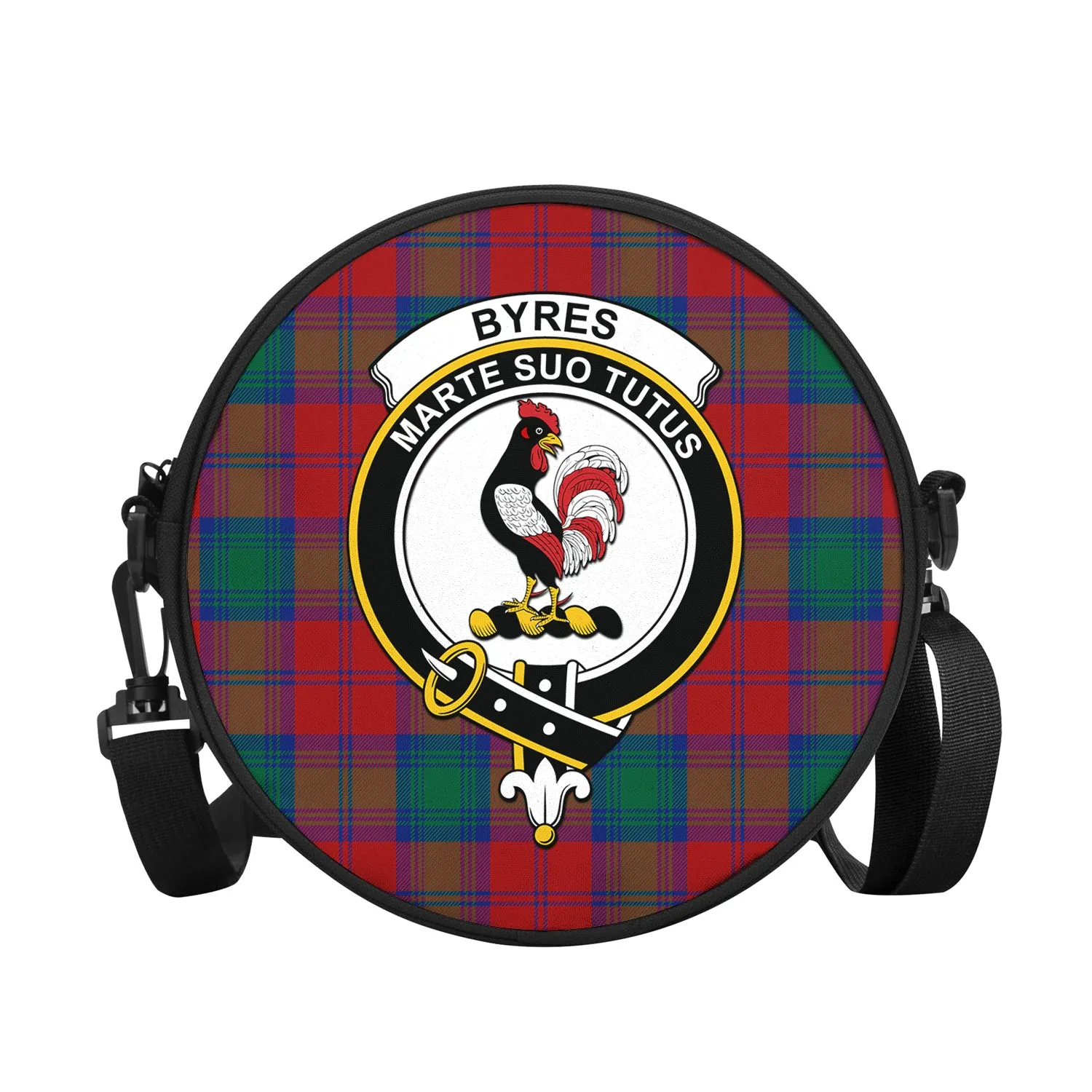 Byres (Byses) Tartan Round Satchel Bags with Family Crest