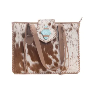 Carrington Club Leather And Hairon Bag in Brown & White Hide