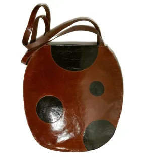 Cartoon Polkadot Tote Bag Chestnut/Black