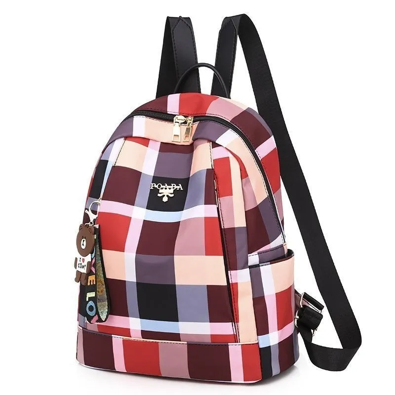 Casual Women Plaid Waterproof Backpacks