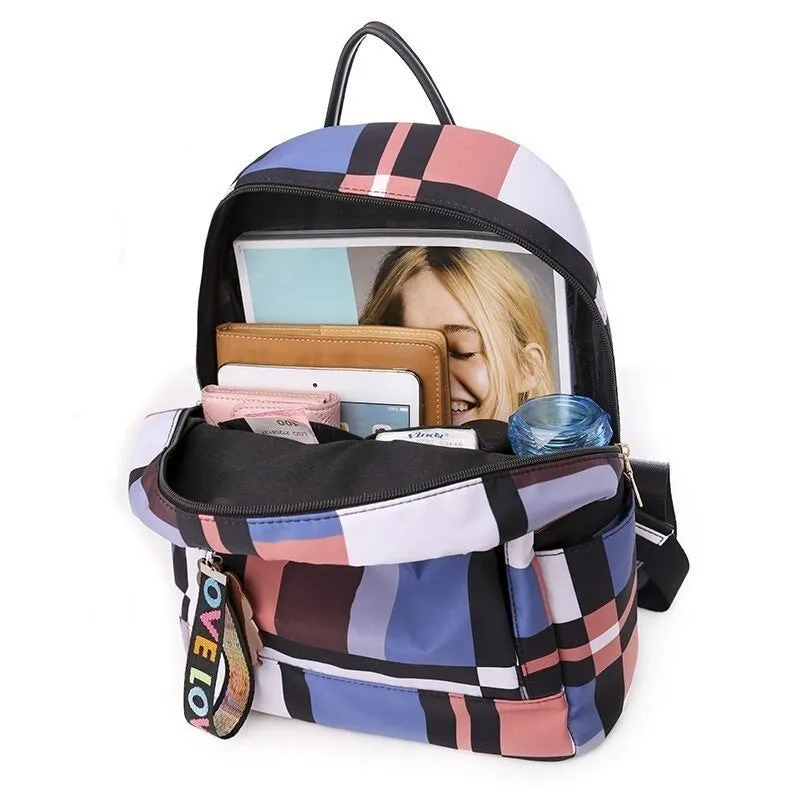 Casual Women Plaid Waterproof Backpacks