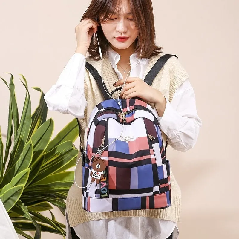 Casual Women Plaid Waterproof Backpacks