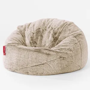 Classic Kids Bean Bag Chair 1-5 yr - Fluffy Faux Fur Rabbit Golden Brown