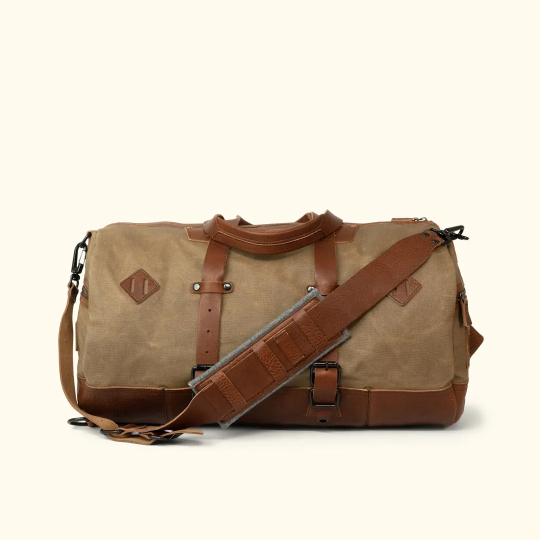 Dakota Waxed Canvas Duffle Bag/Backpack | Field Khaki w/ Chestnut Brown Leather