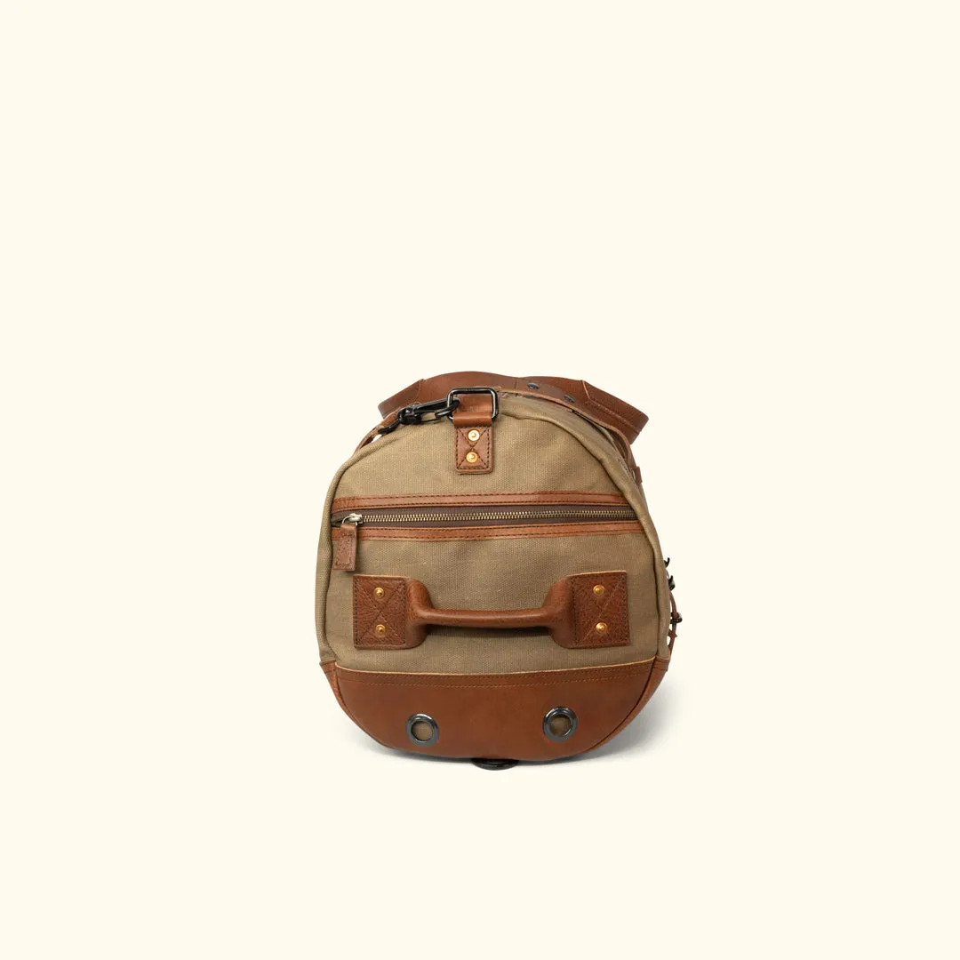 Dakota Waxed Canvas Duffle Bag/Backpack | Field Khaki w/ Chestnut Brown Leather