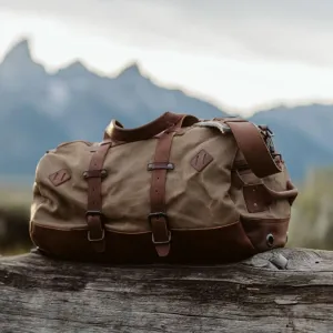 Dakota Waxed Canvas Duffle Bag/Backpack | Field Khaki w/ Chestnut Brown Leather