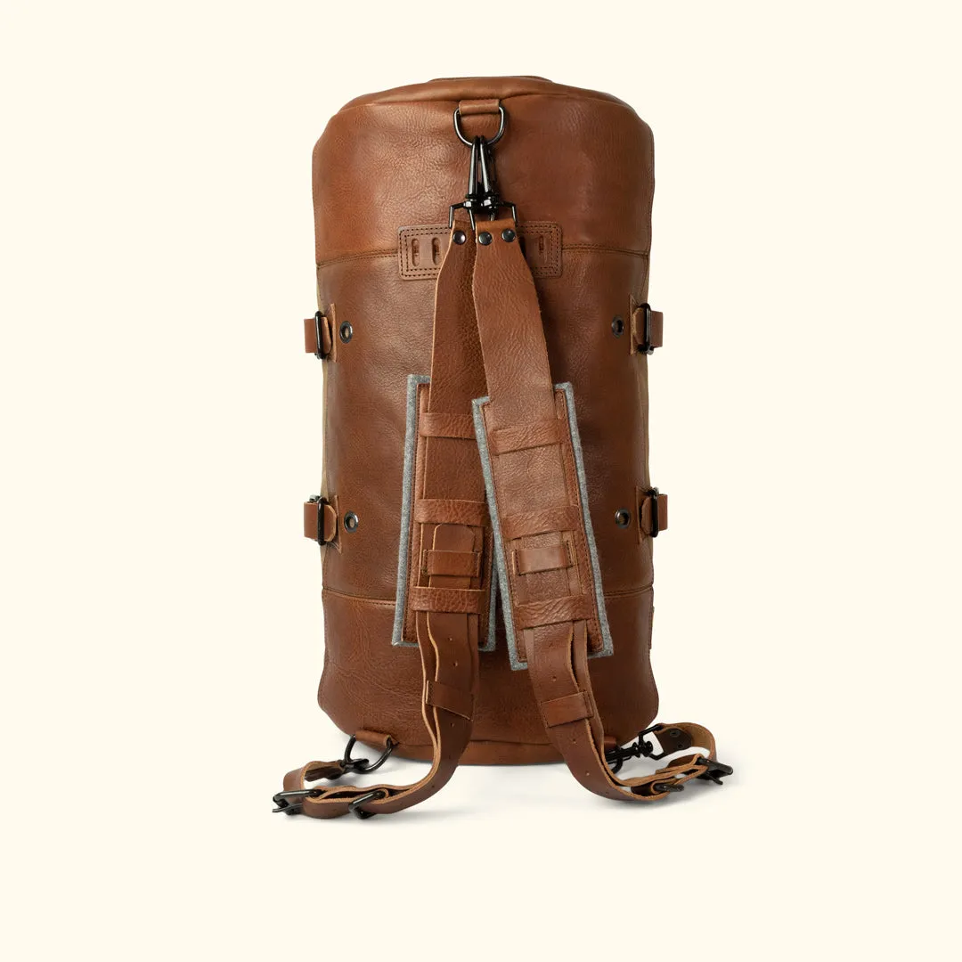 Dakota Waxed Canvas Duffle Bag/Backpack | Field Khaki w/ Chestnut Brown Leather