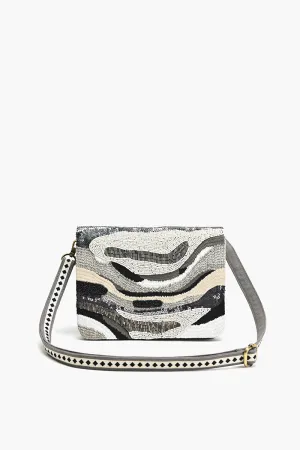 Embellished Messenger Crossbody-Blk/Sil Wave