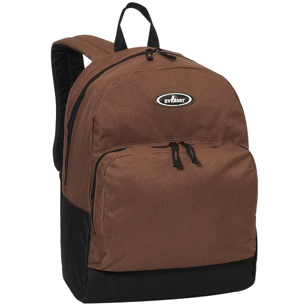 Everest Backpack Book Bag - Back to School Classic Two-Tone with Front Organizer