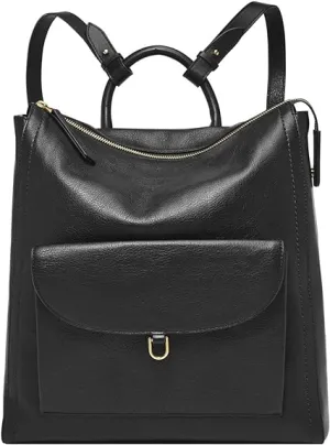 Fossil Parker Women's Leather Convertible Backpack, Women's Wallet Bag, Black