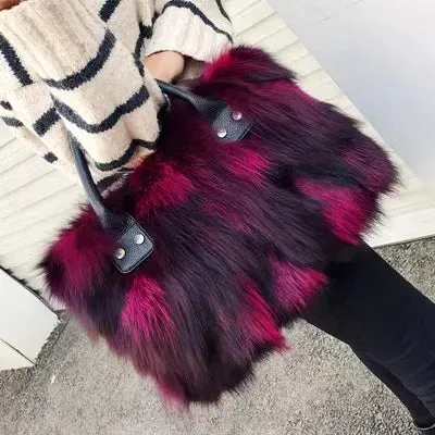 Fox Fur Genuine Leather Crossbody Bag