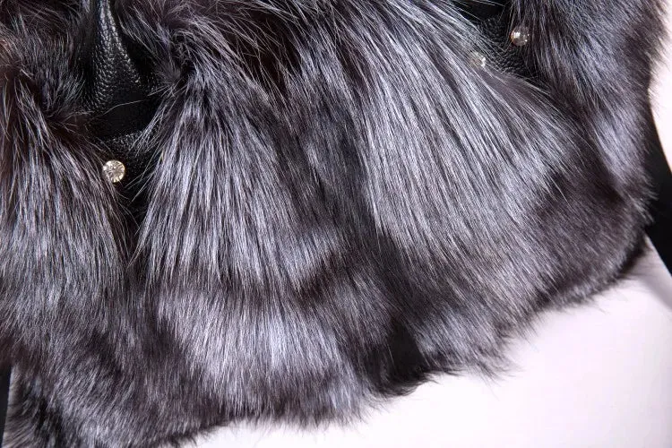 Fox Fur Genuine Leather Crossbody Bag