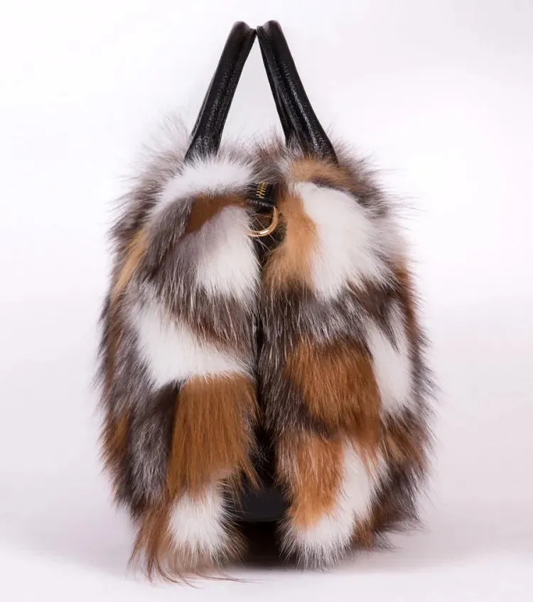 Fox Fur Genuine Leather Crossbody Bag