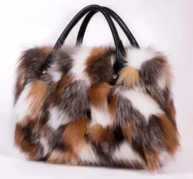 Fox Fur Genuine Leather Crossbody Bag