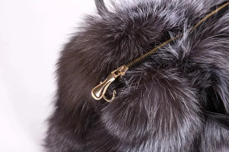 Fox Fur Genuine Leather Crossbody Bag