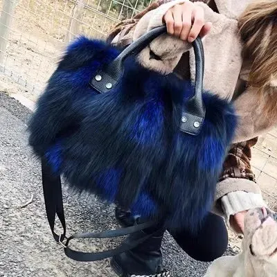 Fox Fur Genuine Leather Crossbody Bag