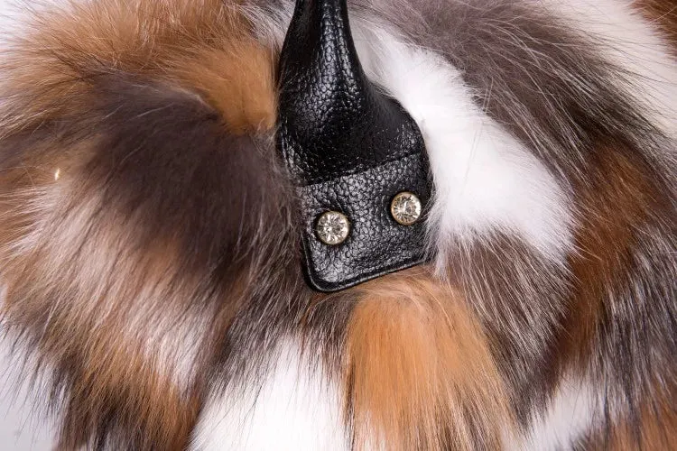 Fox Fur Genuine Leather Crossbody Bag