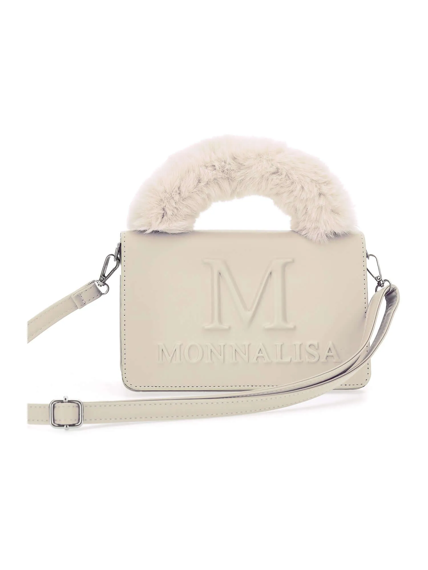 Girls Cream Faux Fur Bag