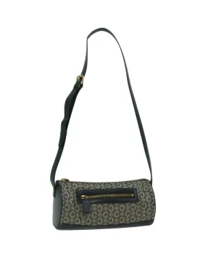 Green Canvas Shoulder Bag with Signature Pattern Detail