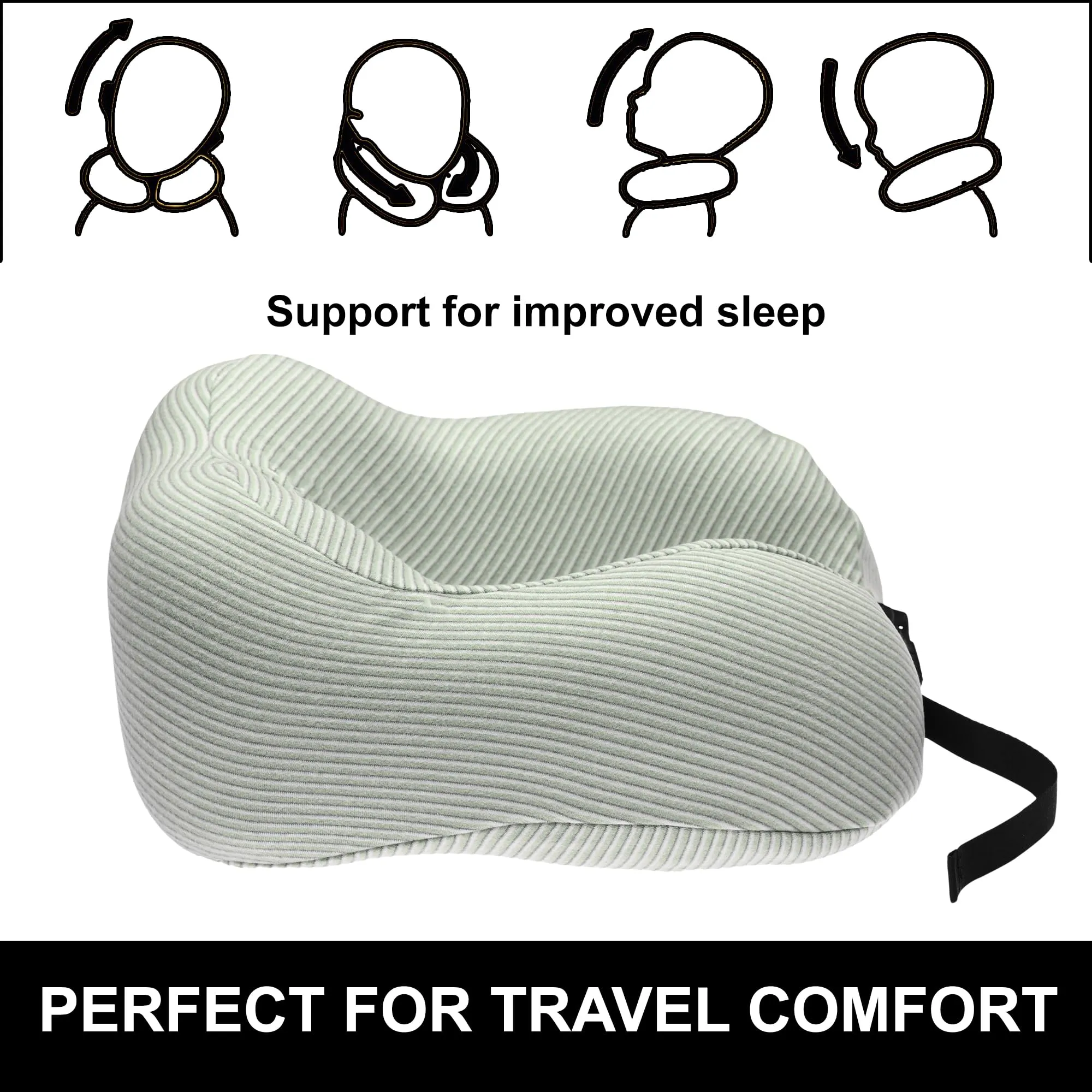 Heart Home Soft Microfiber U Shaped Semicircular & Portable Sleeping Neck Pillow for Pain & Headrest | Neck Rest for Travel | Neck Band Supporter for Men's & Women's | U23052, Green