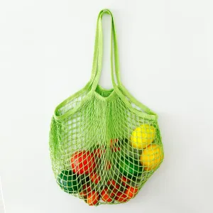 Kuber Industries Pack of 2 Grocery Bags | Reusable Storage Bags | Cotton Net Mesh Bags | Ideal for Vegetables & Fruits | Market Bag | Portable Shopping Bag | Handbags for Storage | CMG005-GRN | Green