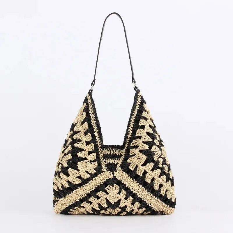 Large-Capacity Woven Straw Hollow Summer Shoulder Bag