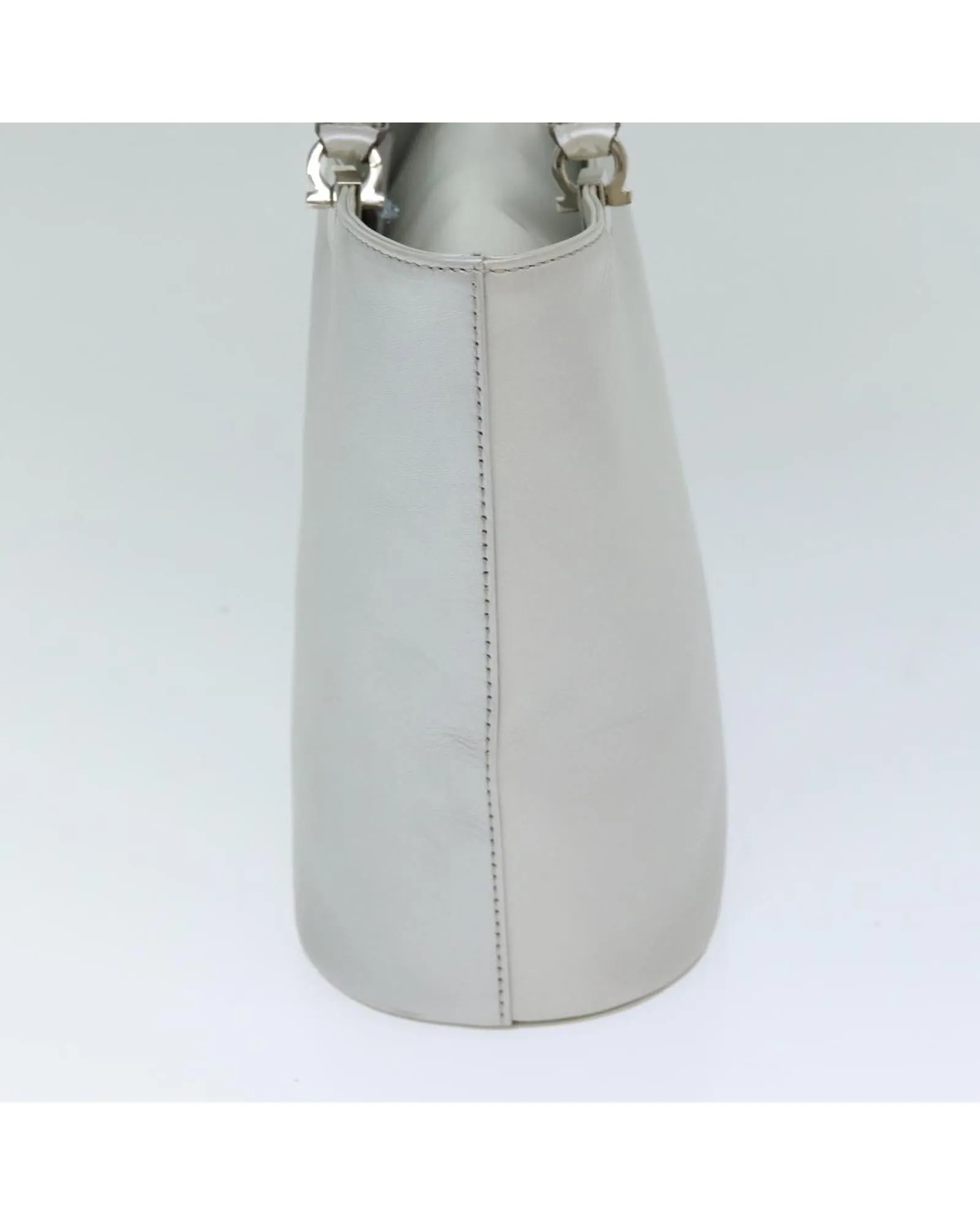 Leather Tote Bag with Silver-Tone Finish