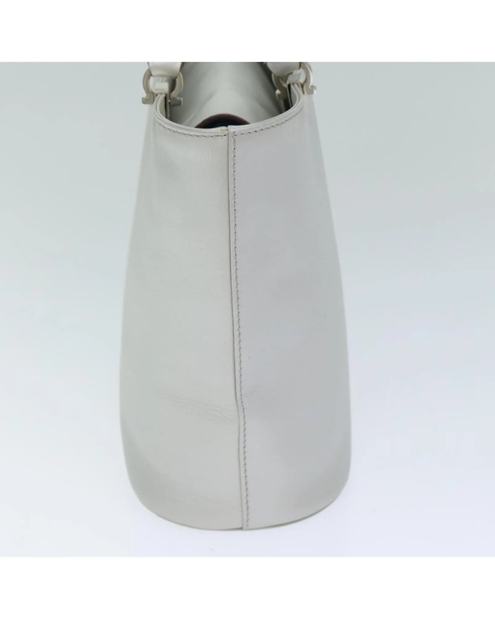 Leather Tote Bag with Silver-Tone Finish