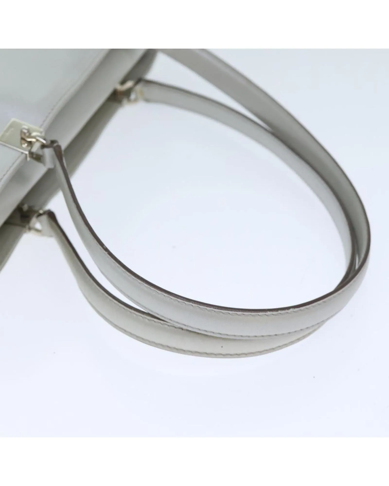 Leather Tote Bag with Silver-Tone Finish