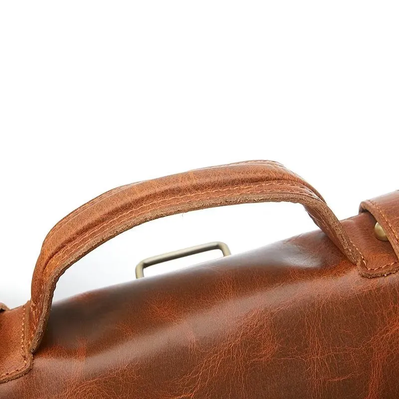 Luxury Crazy Horse Leather Men's Shoulder Bag