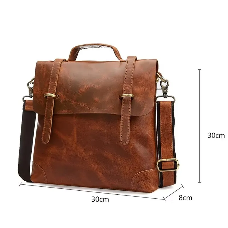 Luxury Crazy Horse Leather Men's Shoulder Bag