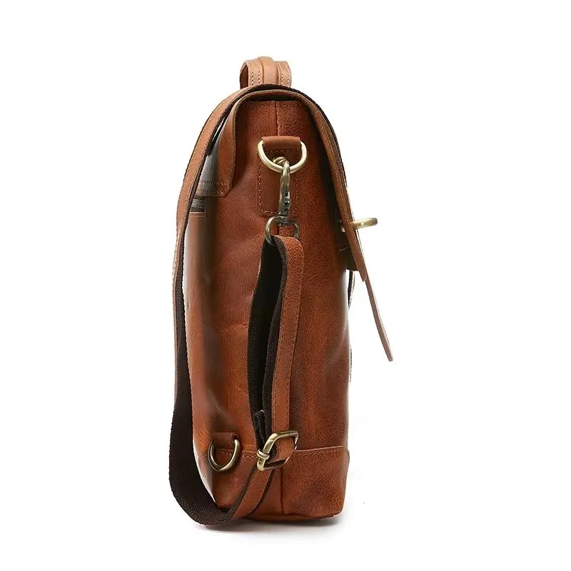 Luxury Crazy Horse Leather Men's Shoulder Bag