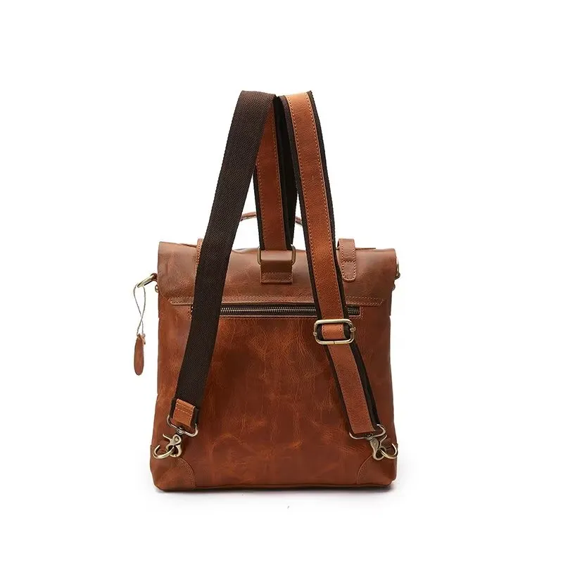 Luxury Crazy Horse Leather Men's Shoulder Bag