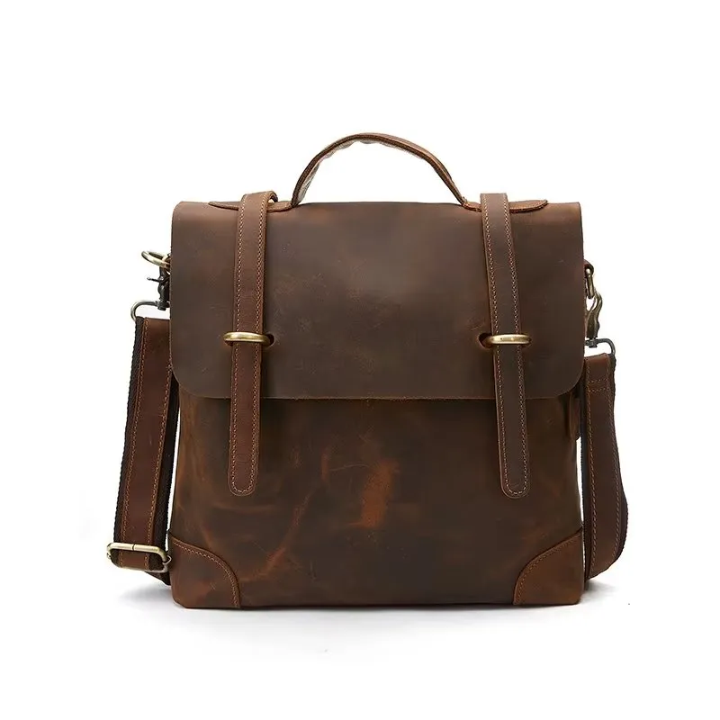 Luxury Crazy Horse Leather Men's Shoulder Bag