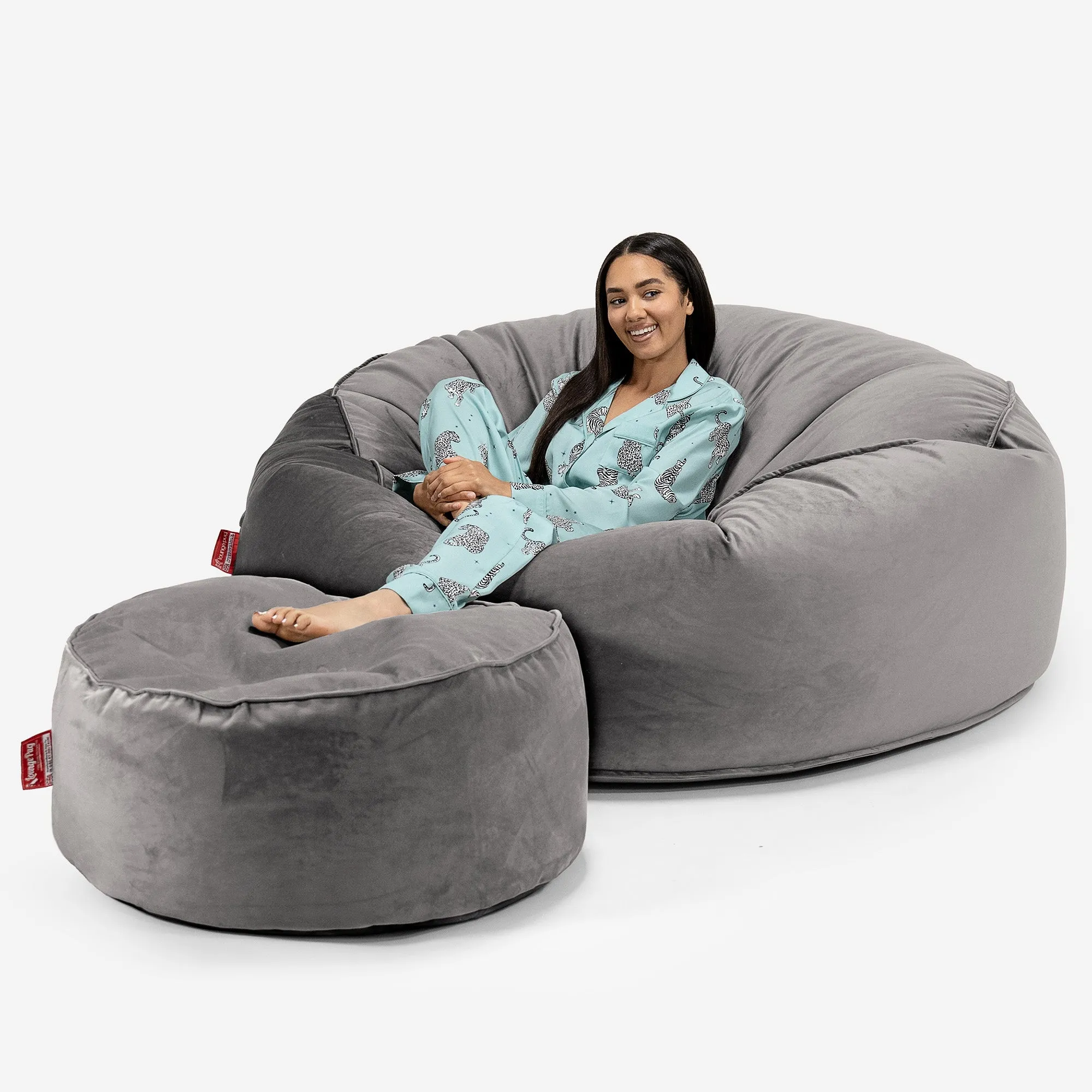 Mega Mammoth Bean Bag Sofa - Velvet Silver