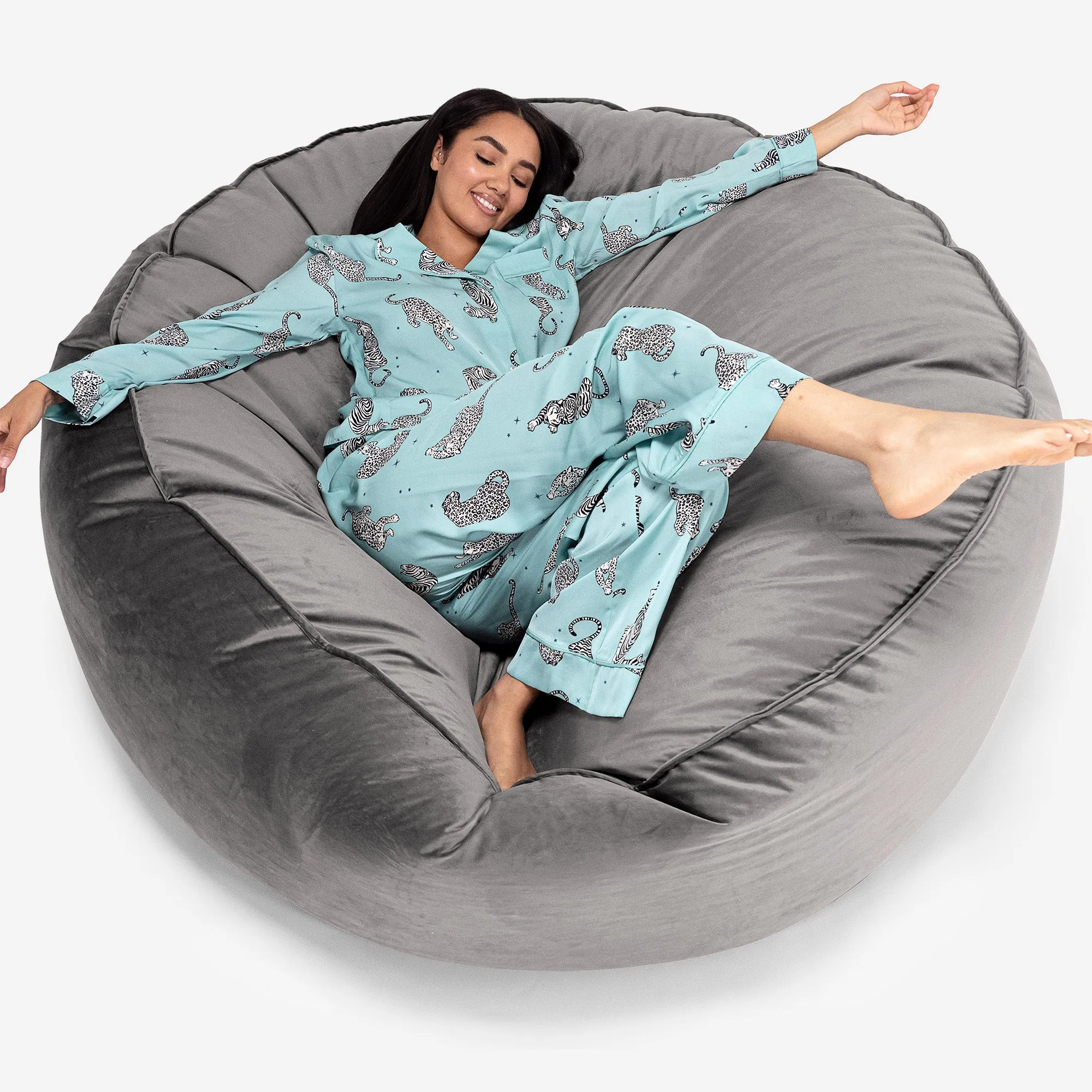 Mega Mammoth Bean Bag Sofa - Velvet Silver