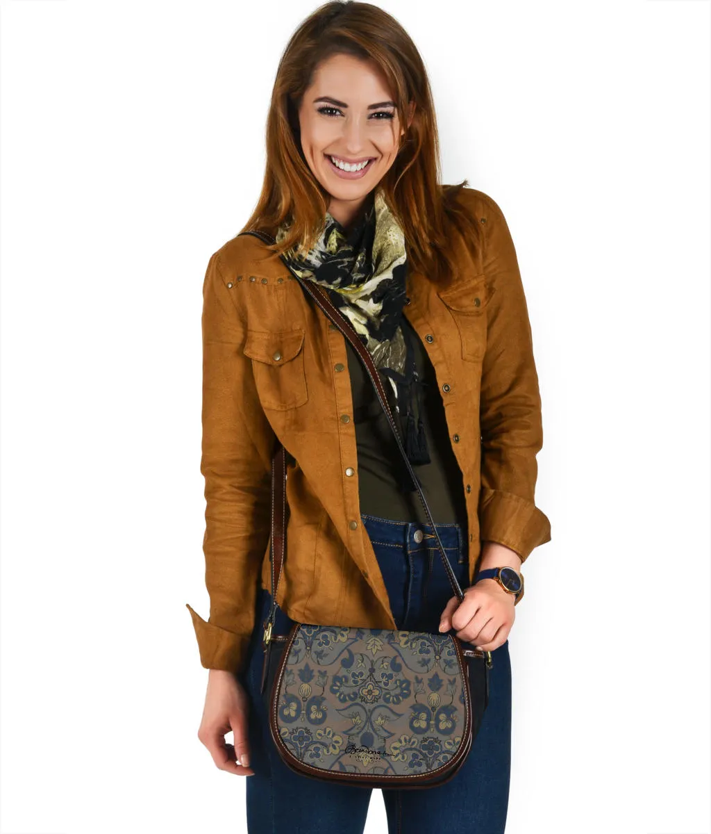 Not Quite Paisley On Light Brown Saddle Shoulder Bag