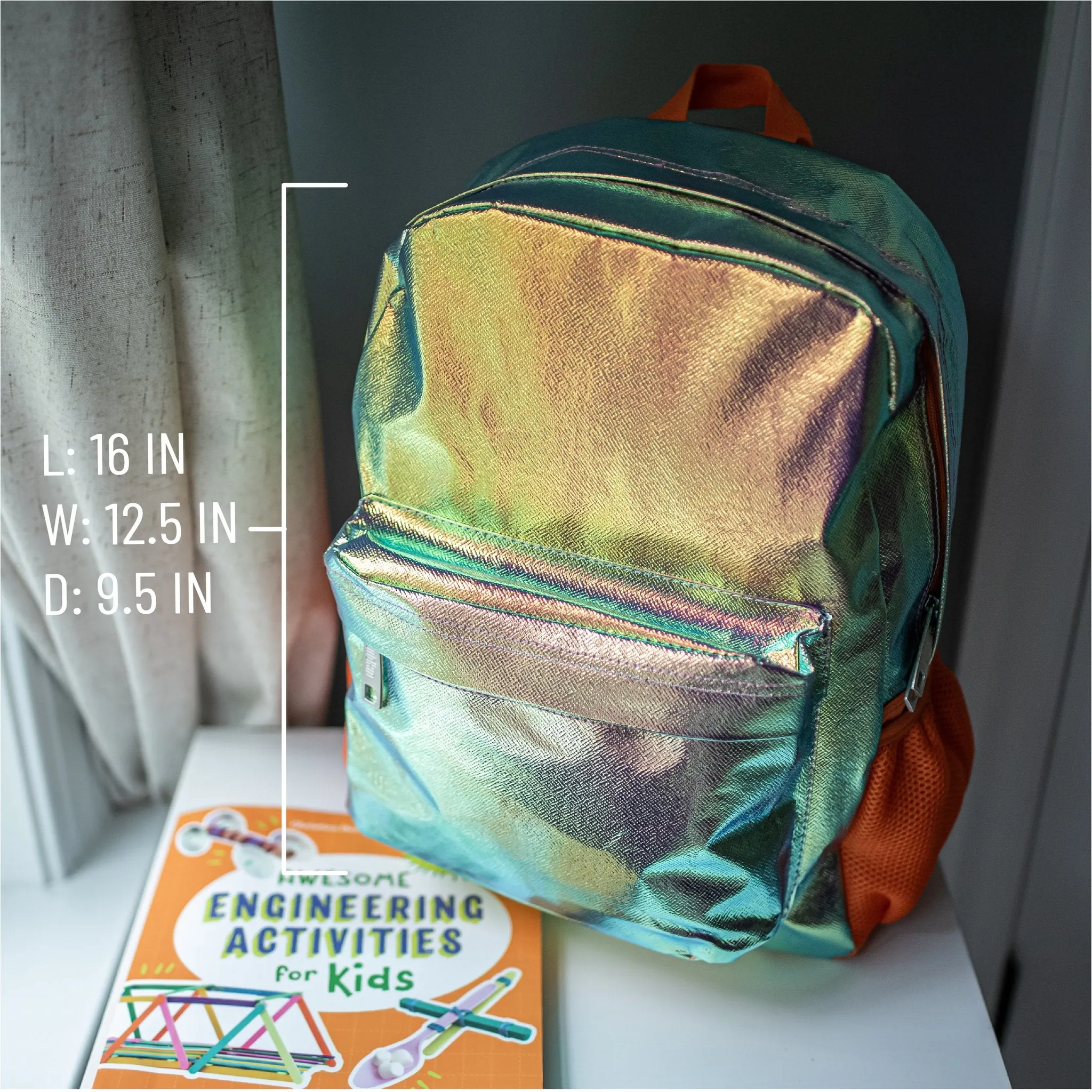 Orange Shimmer 16 Inch Backpack