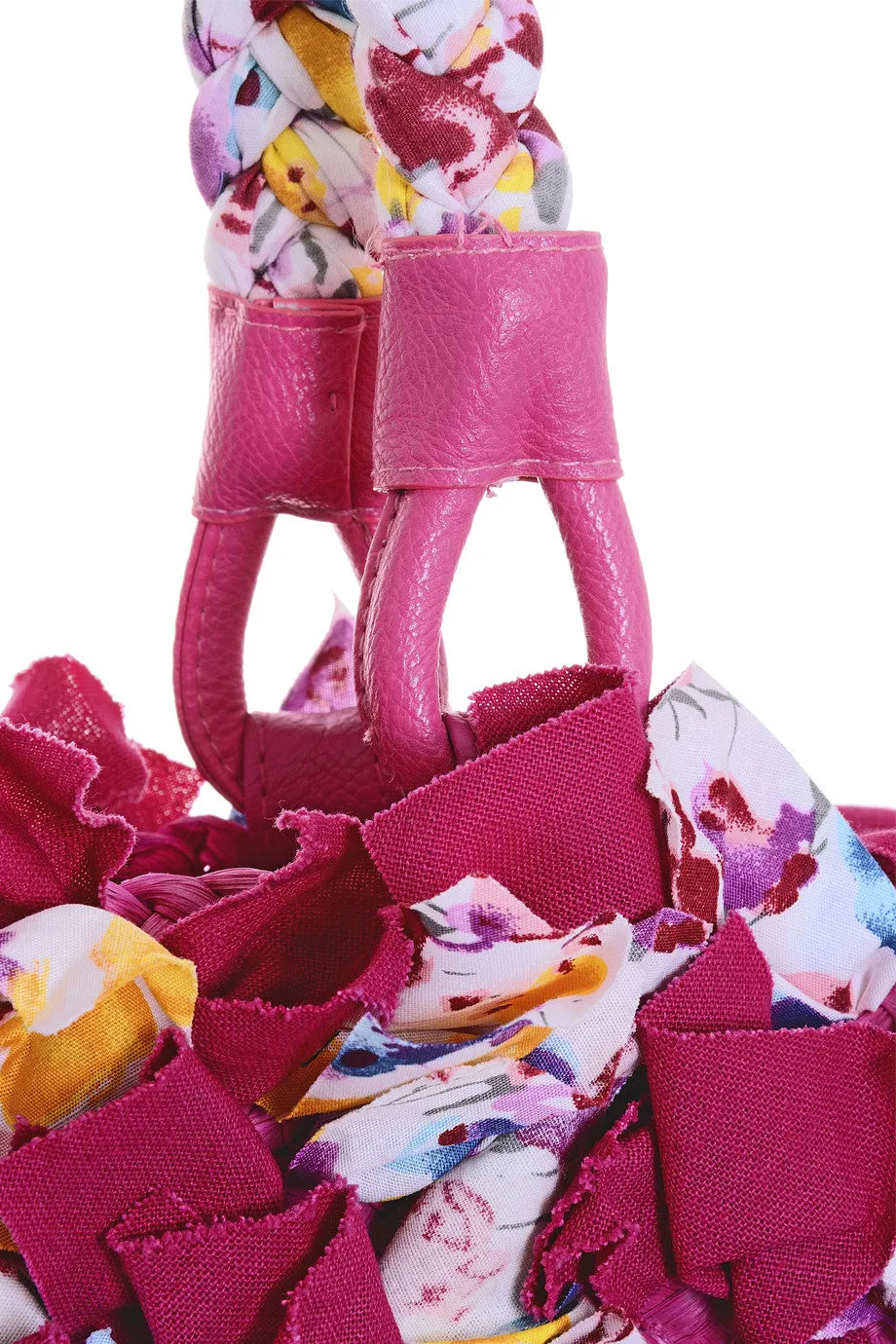 ROSEBAY Fuchsia Straw Canvas Bag