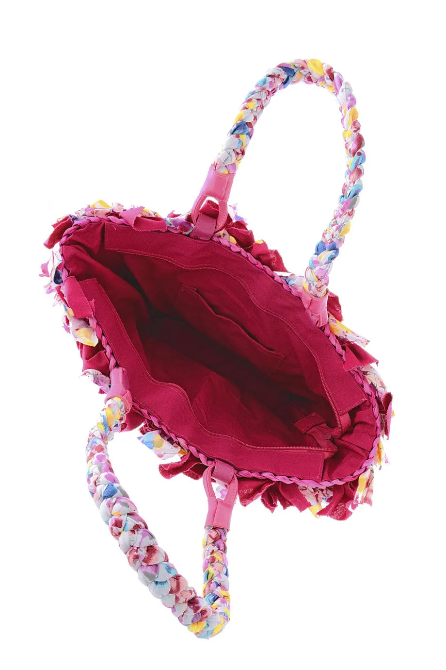 ROSEBAY Fuchsia Straw Canvas Bag