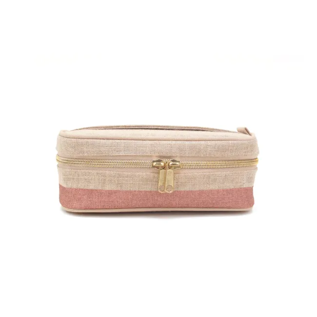 soyoung linen petite essentials poche - rose gold colour block