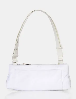 The Ludo White Nylon Elongated Shoulder Bag