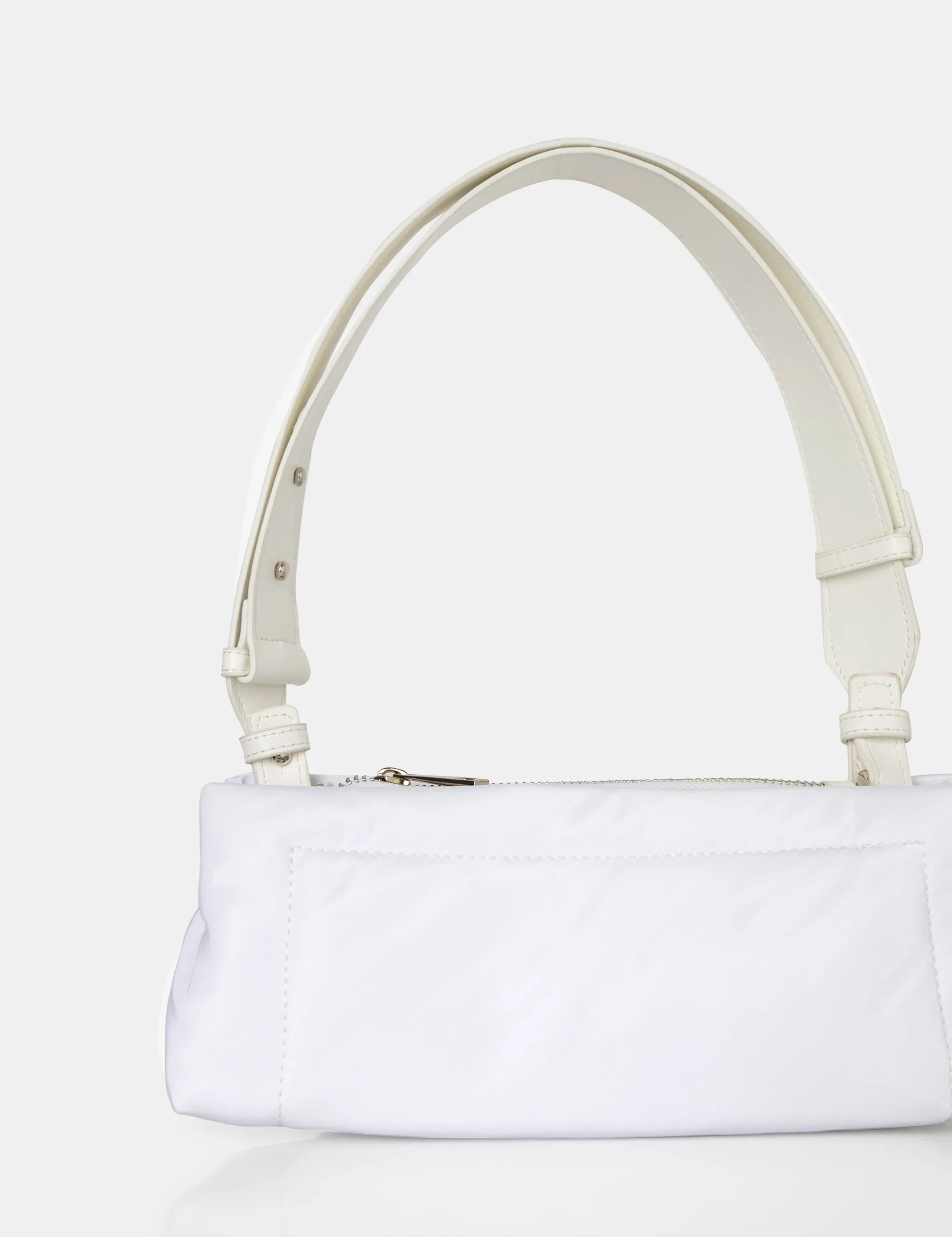 The Ludo White Nylon Elongated Shoulder Bag