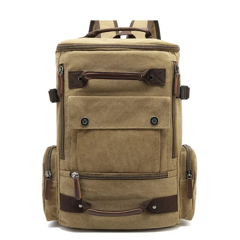 vintage fashion style canvas large capacity traveling outdoor backpack